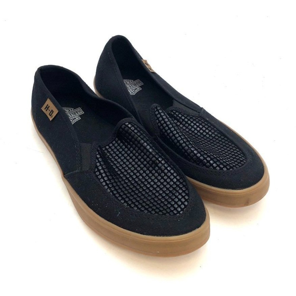 Harley‑Davidson Valwood D84419 Black Canvas Slip‑On Casual Biker Shoes Women 7